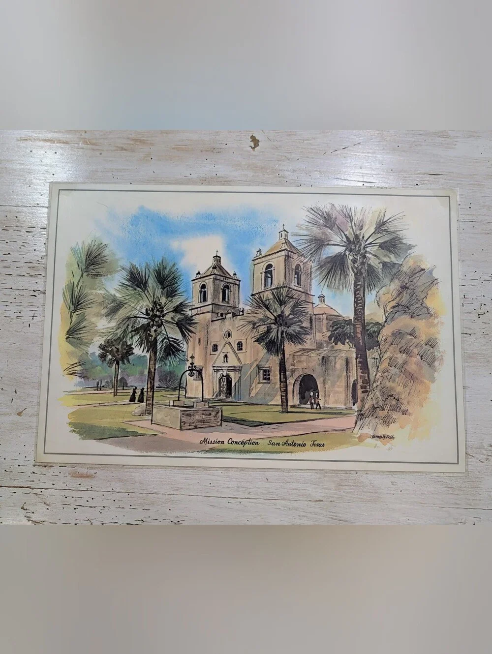 Vintage City of San Antonio, Texas James McBride Watercolor Placemats Set of 8